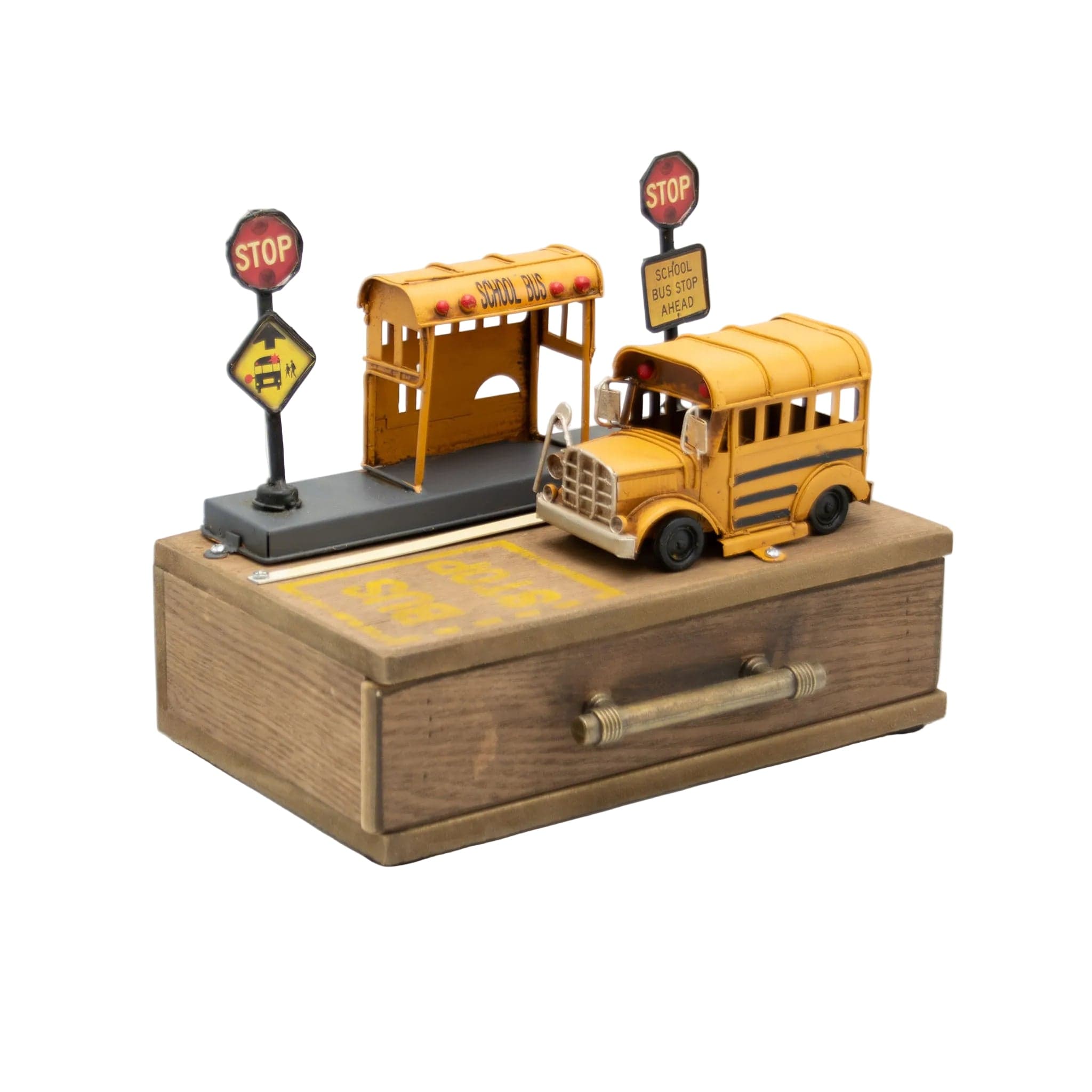 Schoolbus opbergbox - handgemaakte decoratie