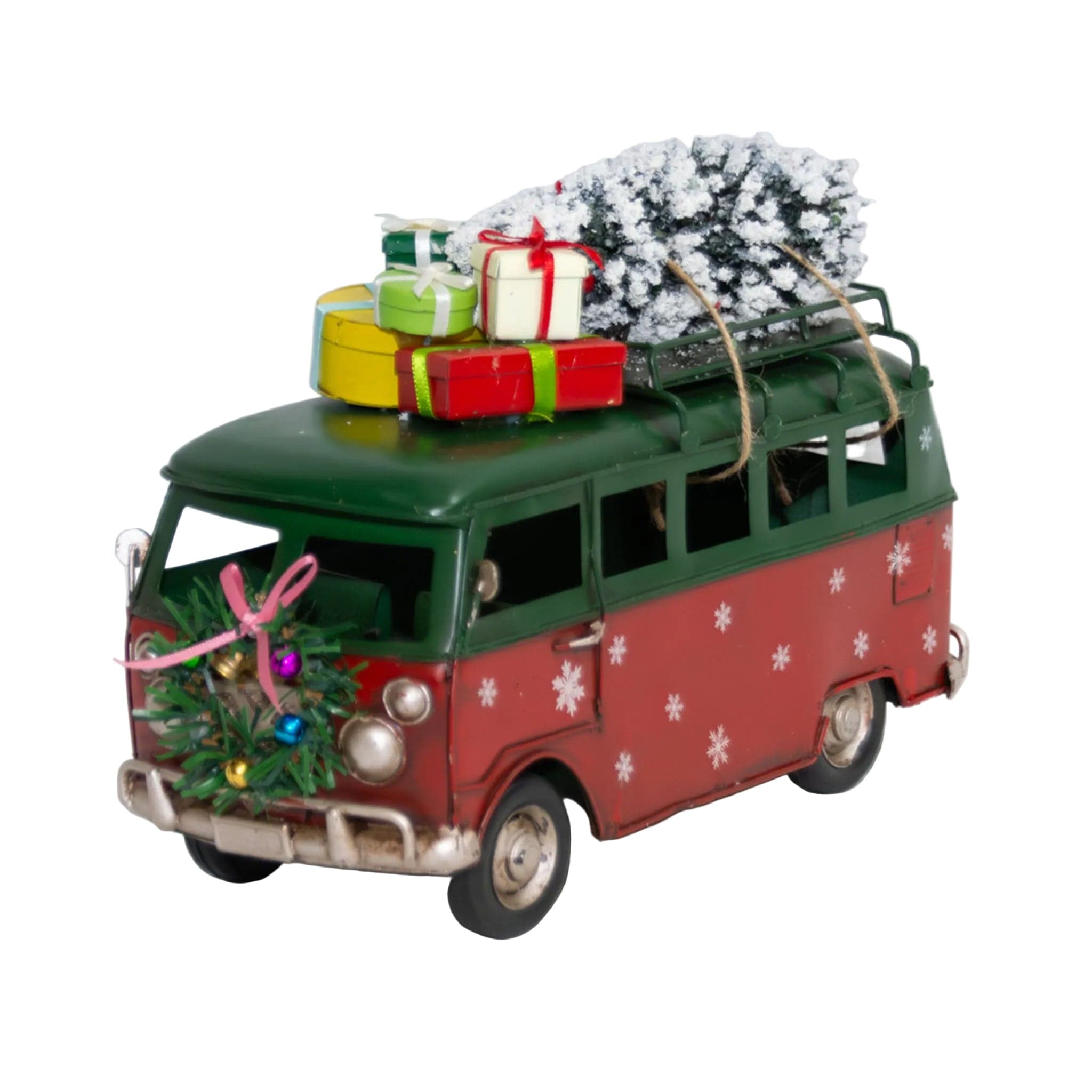 Camper bus in kerstsfeer - handgemaakte modelauto