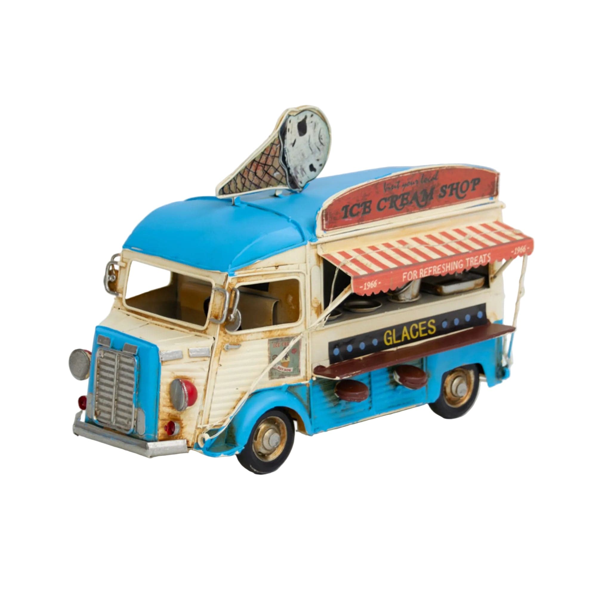 Retro foodtruck ijs - handgemaakte modelauto